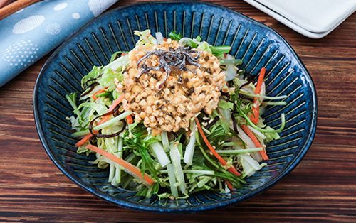 ぎばさ納豆と白菜の簡単サラダ 株式会社ヤマダフーズ おはよう納豆